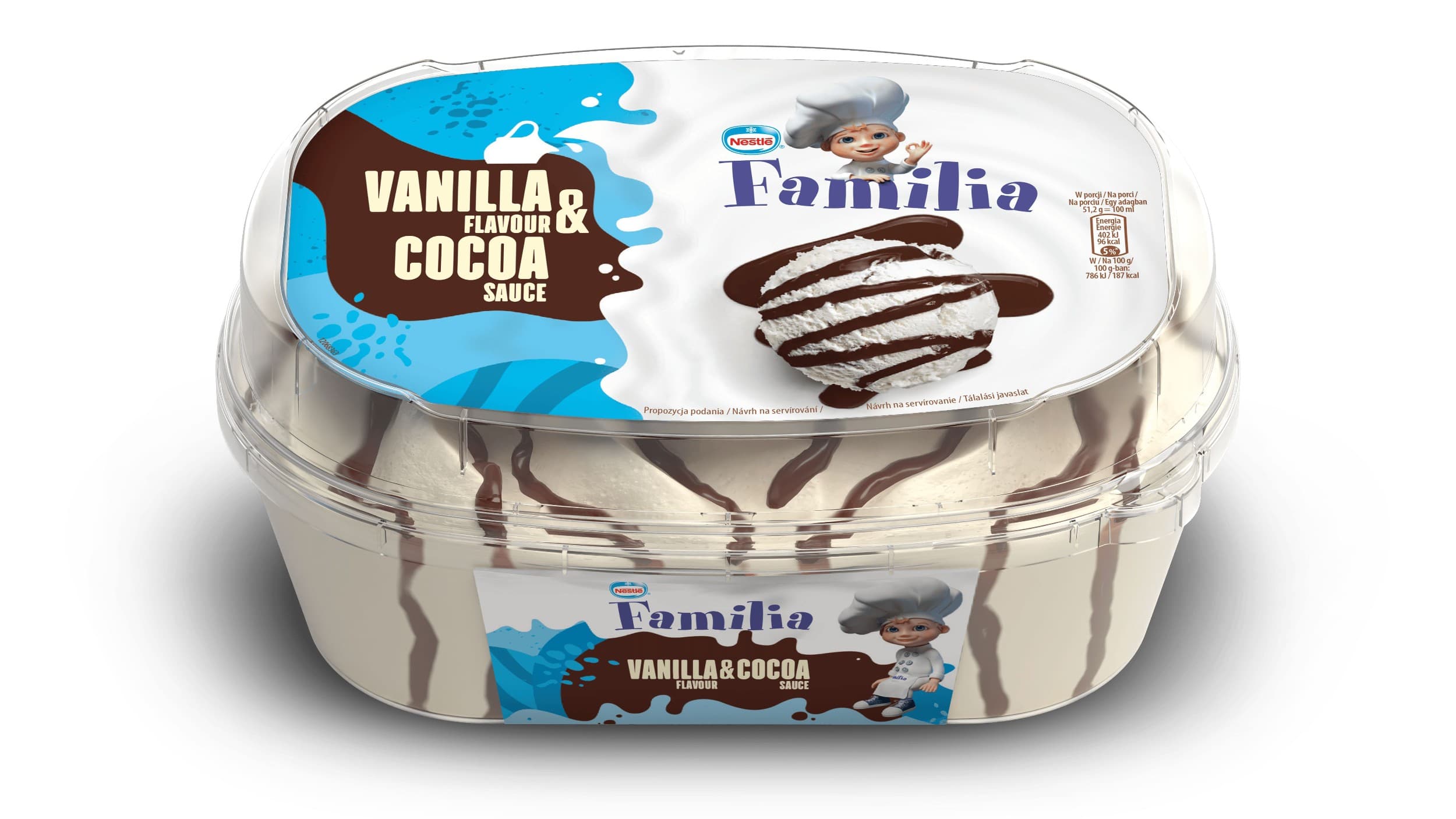 Nestlé Familia Vanilka zmrzlina s čokoládovou polevou 900ml