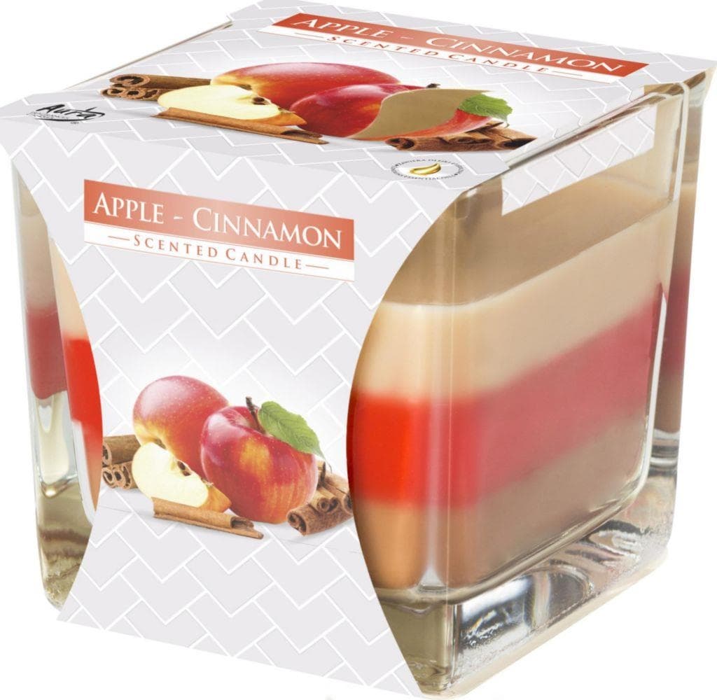 Aura Svíčka ve skle tříbarevná Apple Cinnamon v. 8cm, 170g