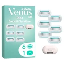 Gillette Venus Pro Smooth Sensitive Dámské Holicí Hlavice pro Citlivou Pokožku, 6 Náhradní Hlavice