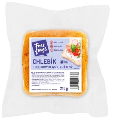 FreeDays Chlebík Toustový světlý, krájený, bez lepku