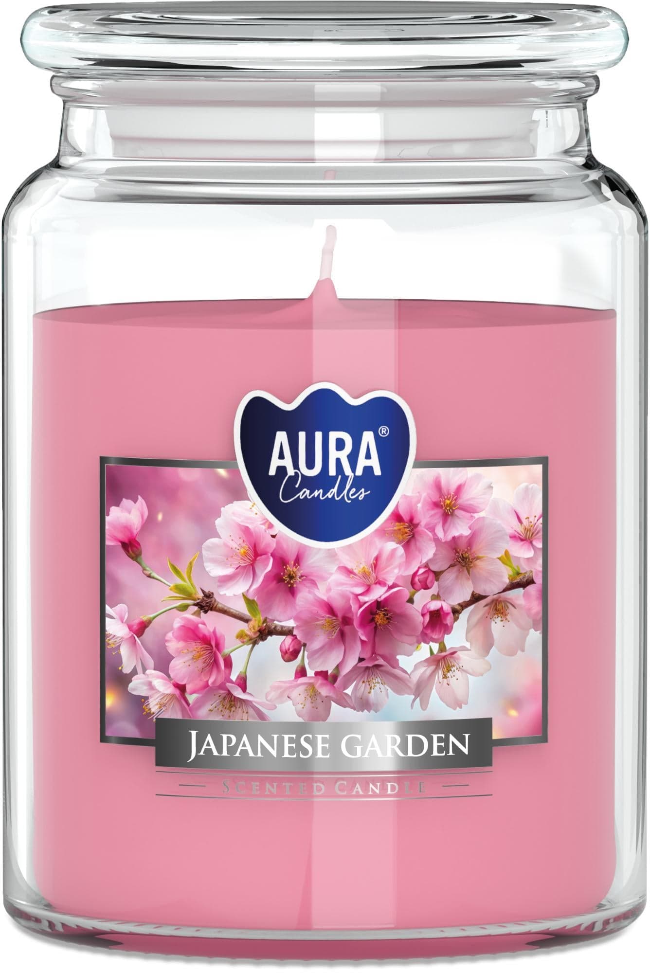 Aura Candles Japonská zahrada velká vonná svíčka ve skle s víčkem