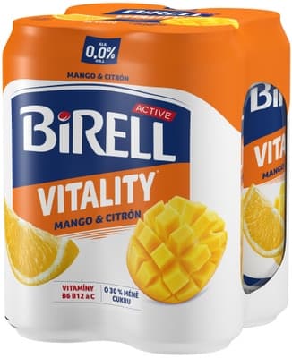 Birell 0.0 Vitality Mango & Citrón nealkoholické pivo s méně cukru 4x0,33l