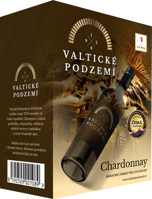 Valtické podzemí BIB Chardonnay moravské zemské víno polosuché