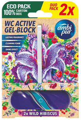 Ambi Pur WC Active gel-blok Divoký ibišek (2x 45 g)