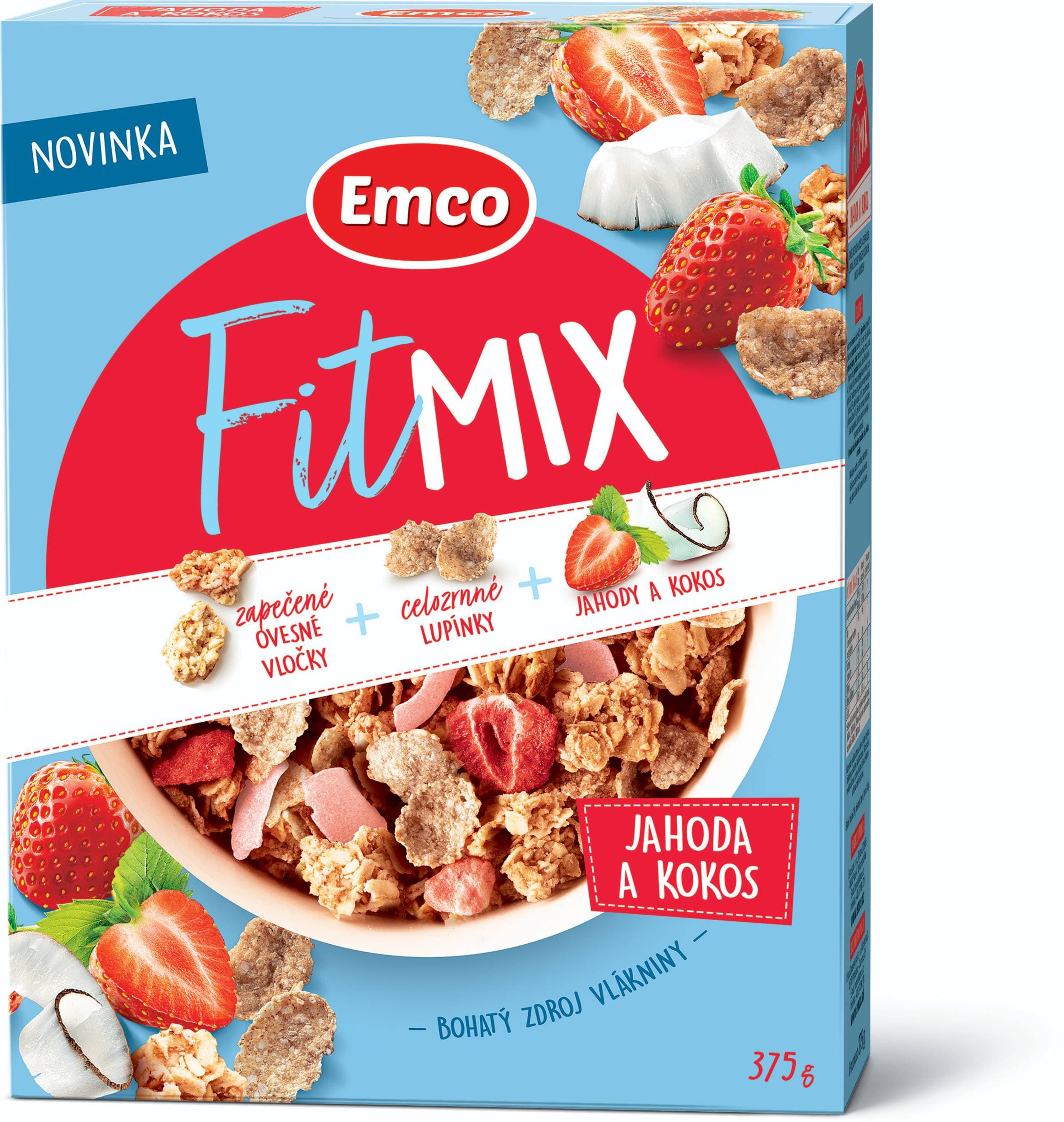 Emco Fitmix jahoda a kokos 375g