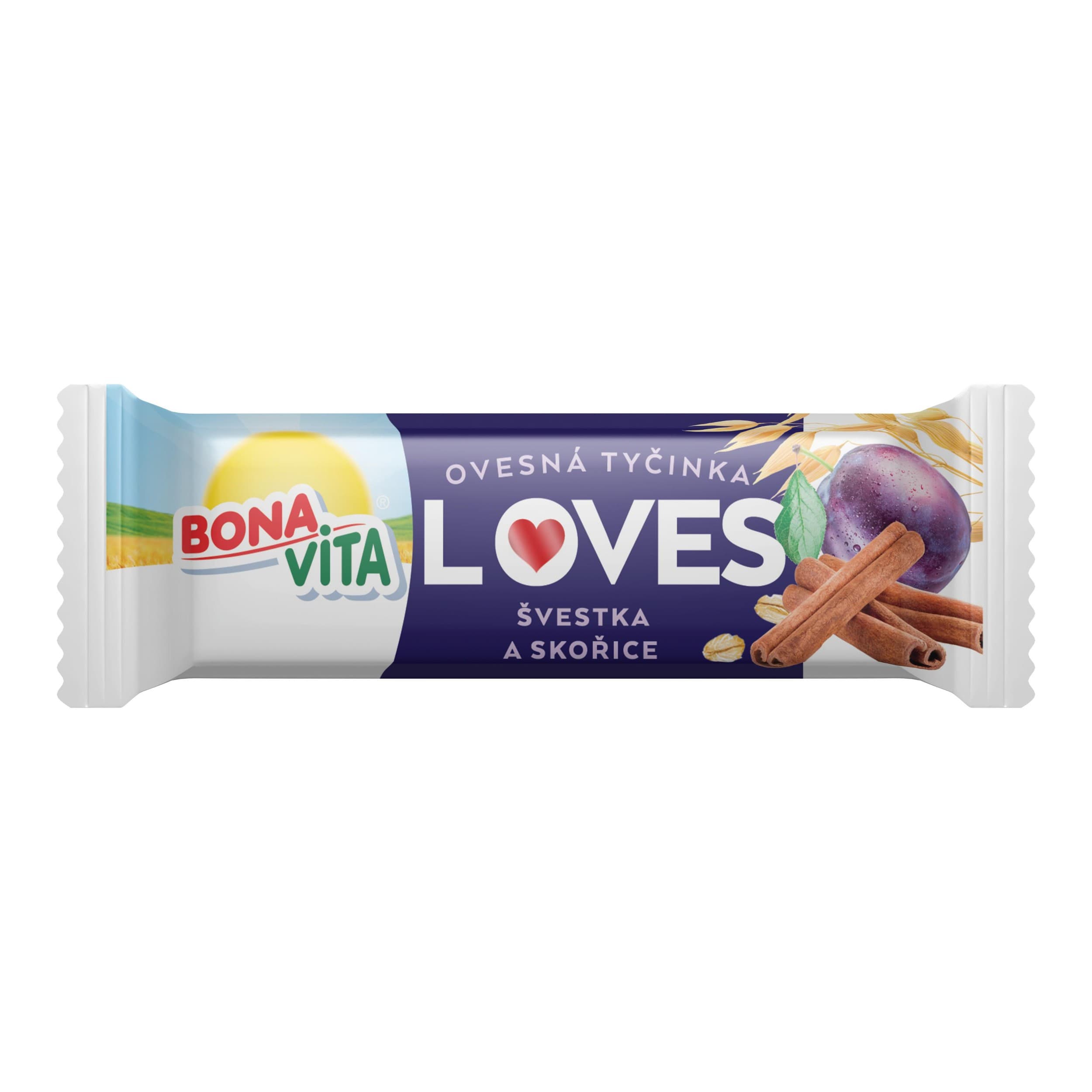 Bonavita LOVES Ovesná tyčinka švestka a skořice 40 g