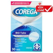 Corega Bio Tabs čisticí tablety 4v1 na zubní náhrady, 30 ks