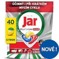 Jar Platinum Plus Kapsle Do Myčky Nádobí, Lemon, , 40 Kapsle,  Výkonný I Během Krátkých Cyklů