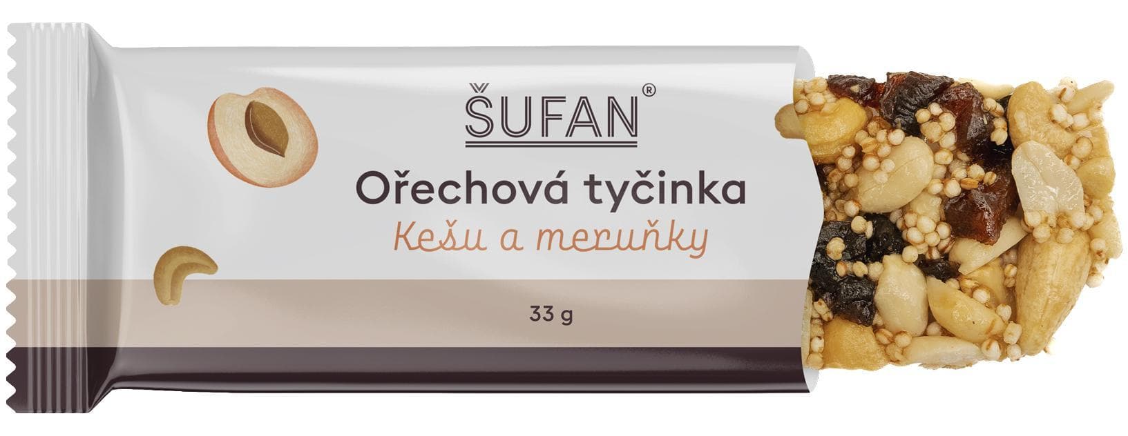 Šufan Ořechová tyčinka Kešu meruňka