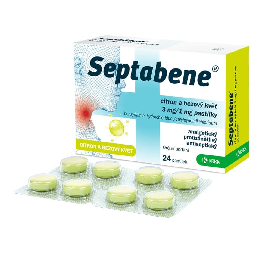 SEPTABENE CITRON A BEZOVÝ KVĚT 3MG/1MG pastilka 24