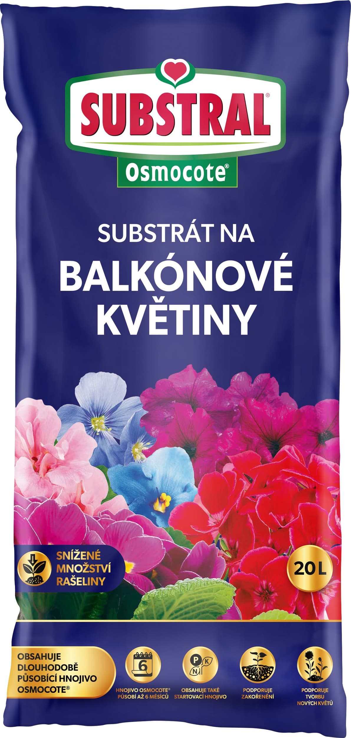 Substral Substrát s hnojivem Osmocote pro balkonové květiny 20l