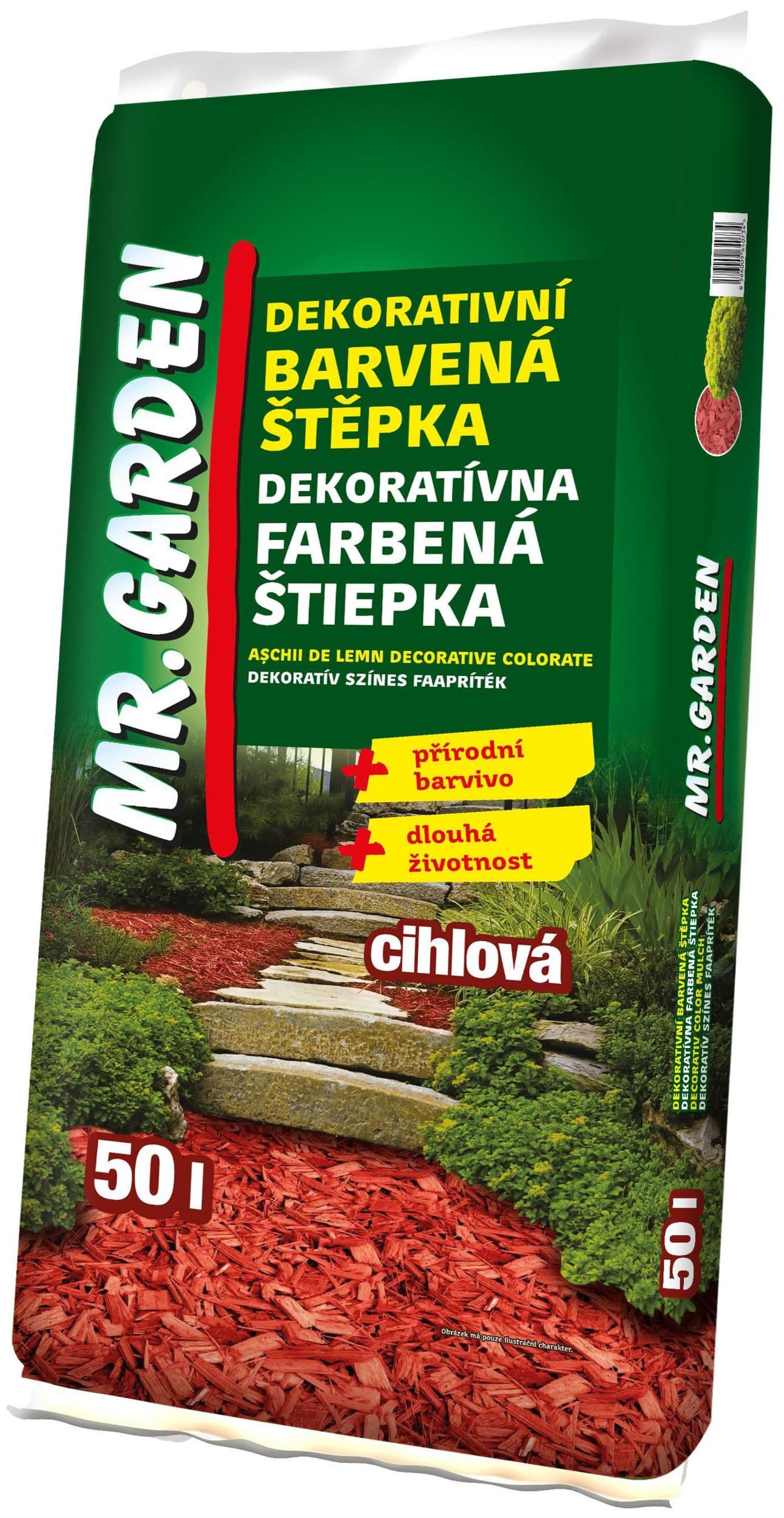 Mr.G. Dekor. Barvená štěpka cihlová 50 l