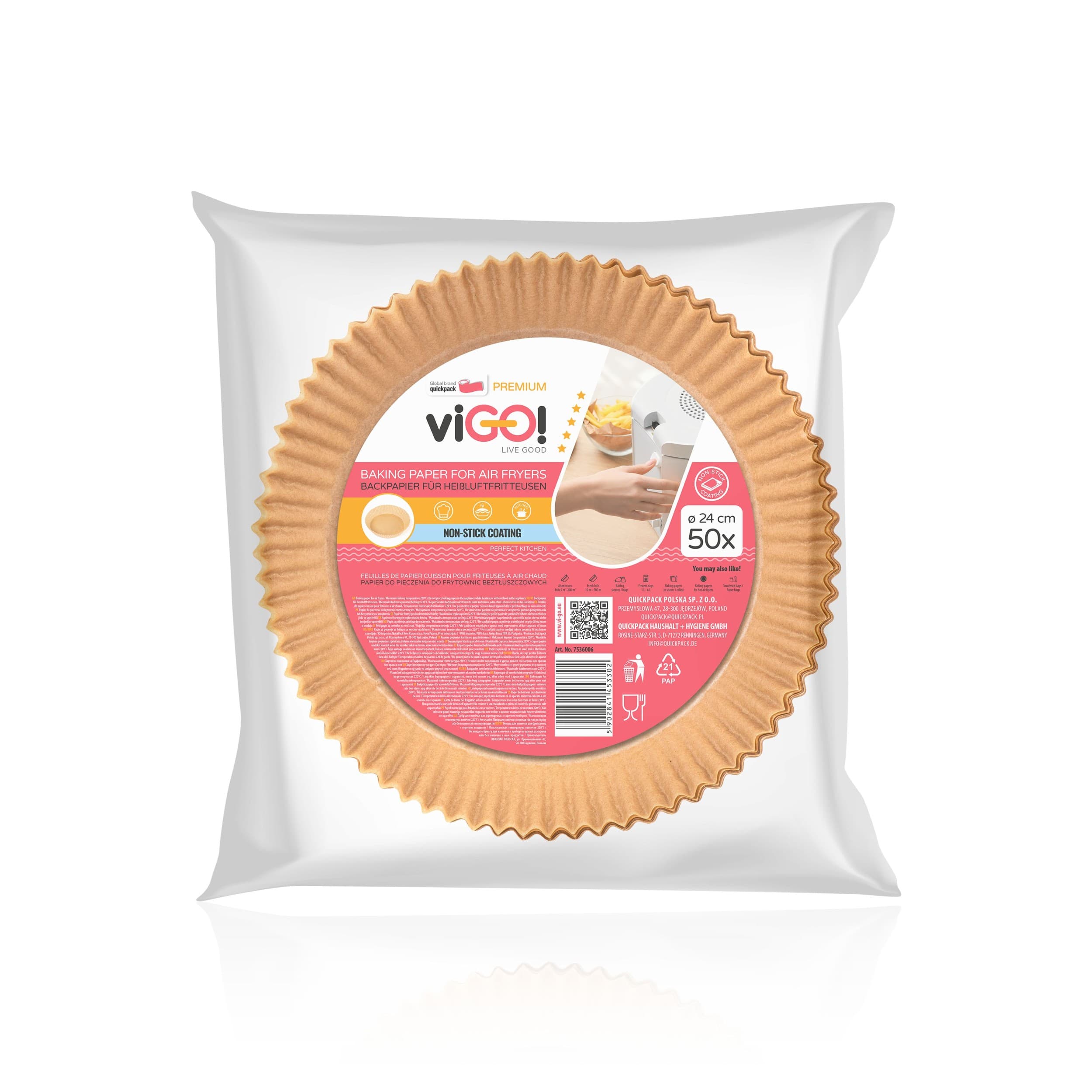 viGO! Pečicí papír do horkovzdušné fritézy 24cm 50ks