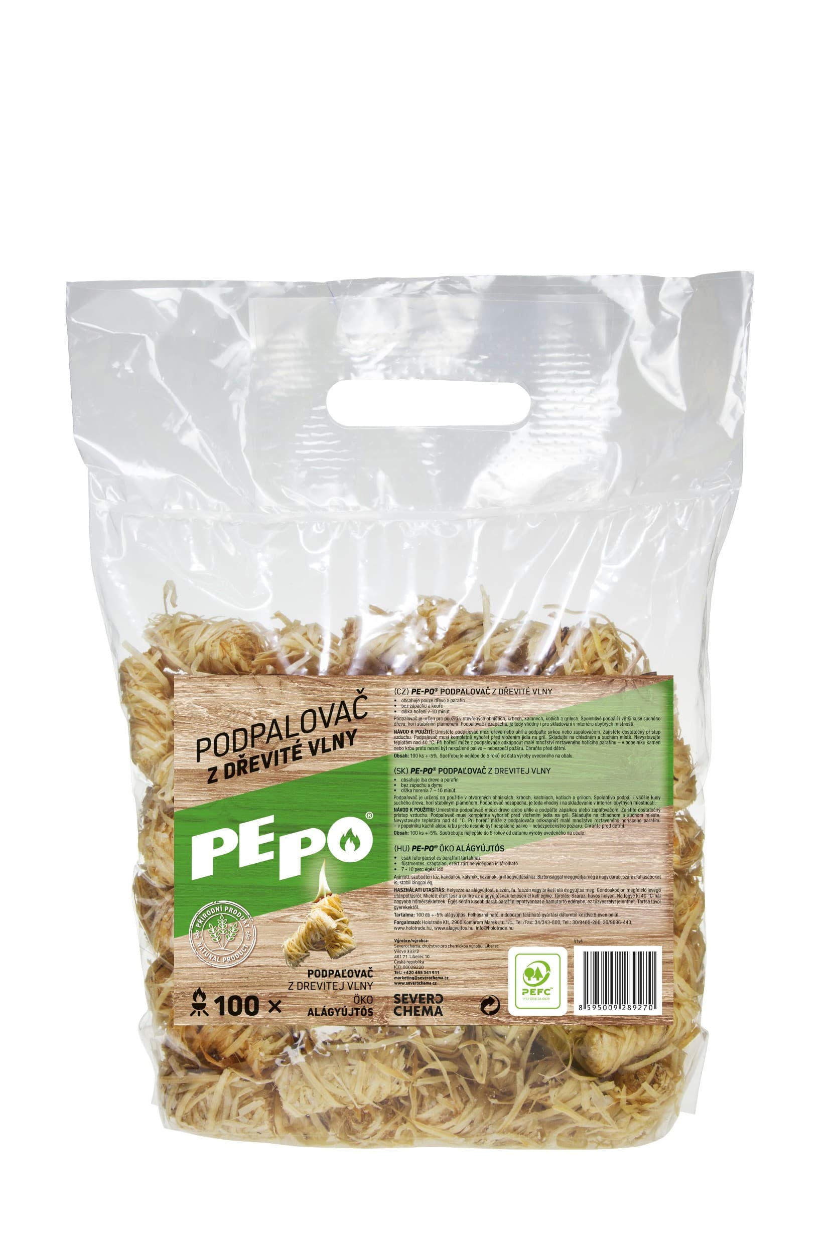 PE-PO Podpalovač z dřevité vlny 100 ks