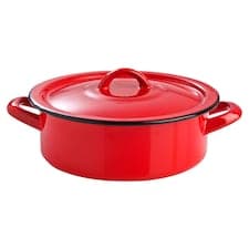 Smaltovaný kastrol s vnitřní bílou úpravou červený 20 cm