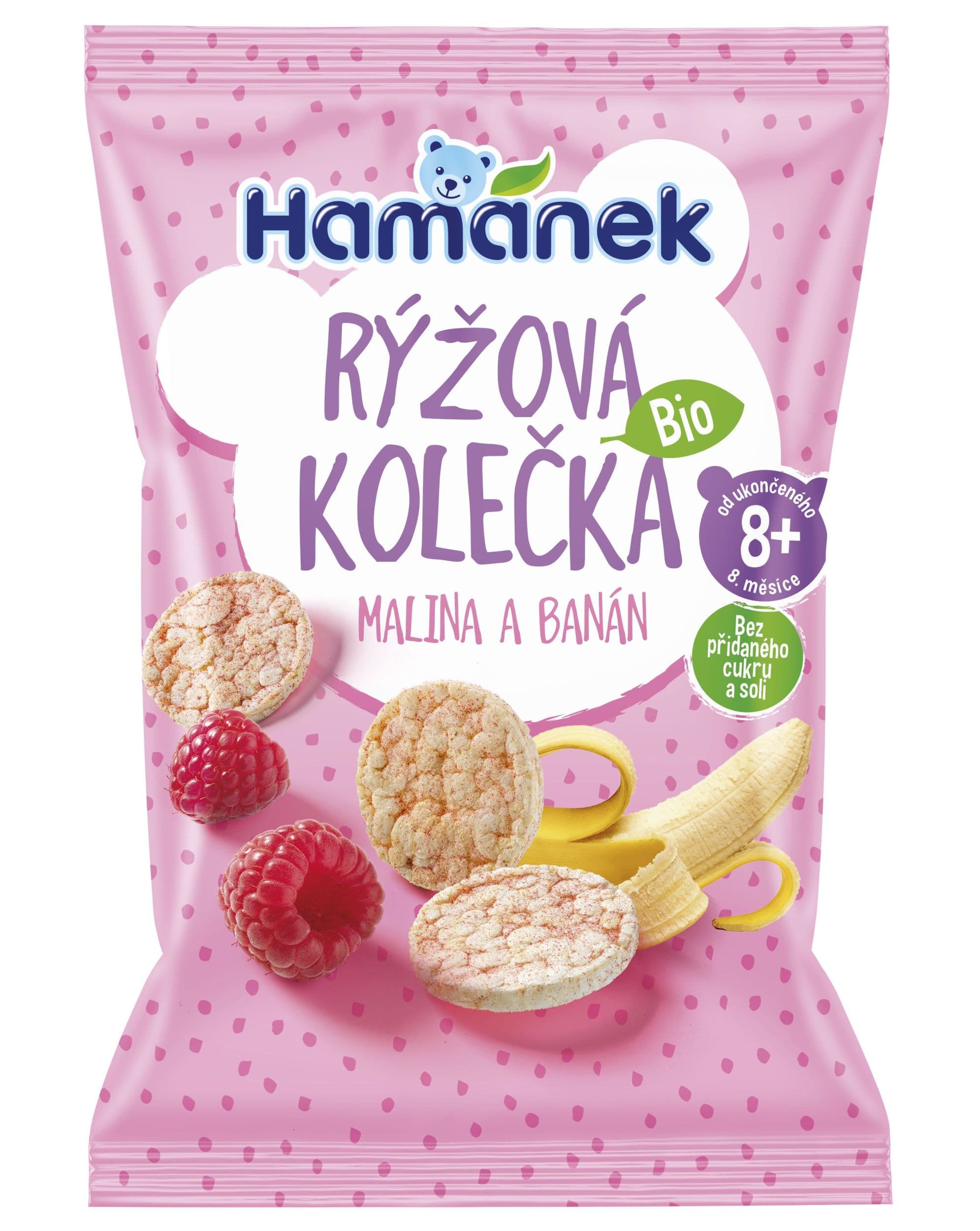 Hamánek Rýžová kolečka BIO Malina&Banán 8m+ 35g