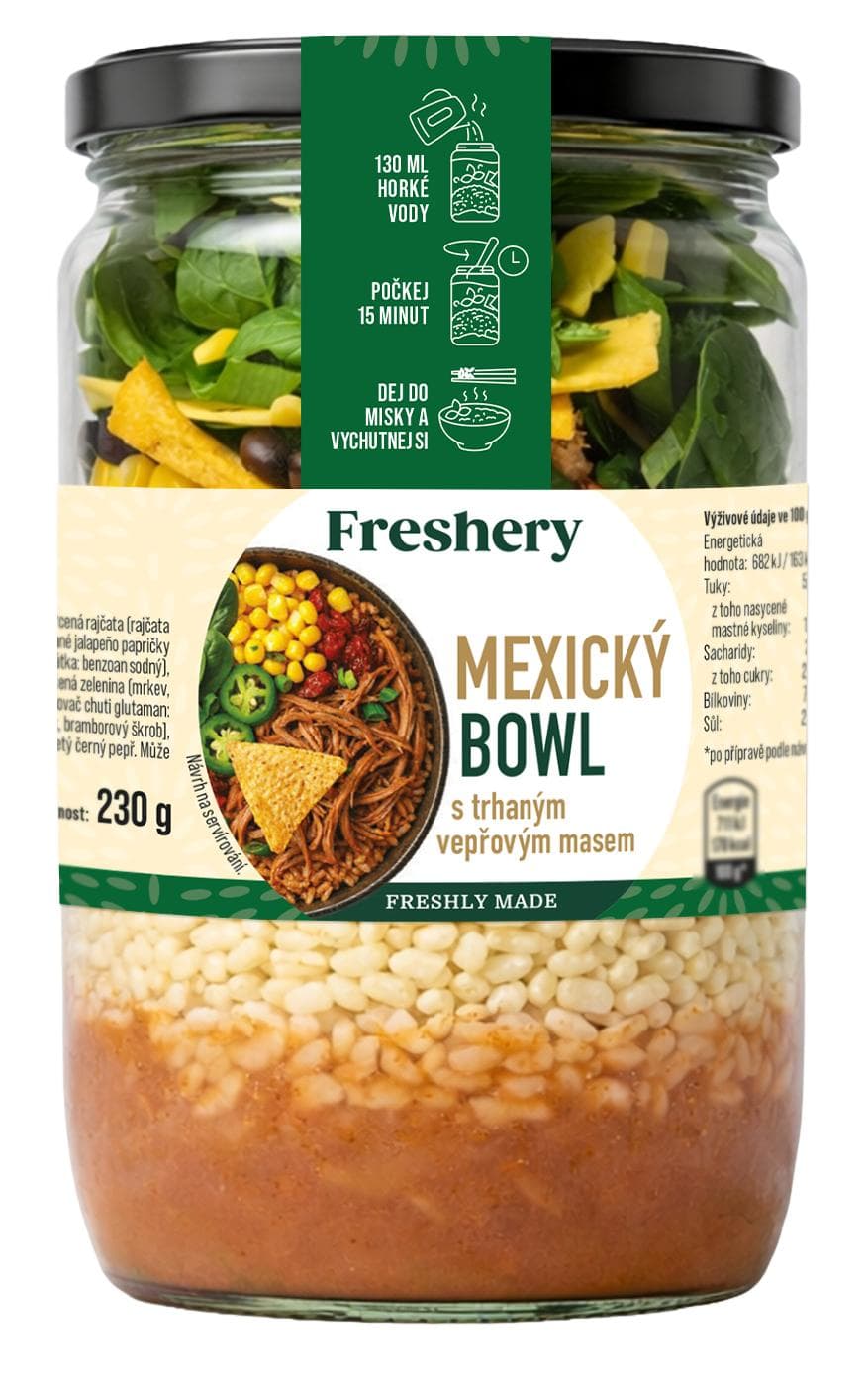 Freshery Mexický bowl s trhaným vepřovým masem (směs na přípravu pokrmu)