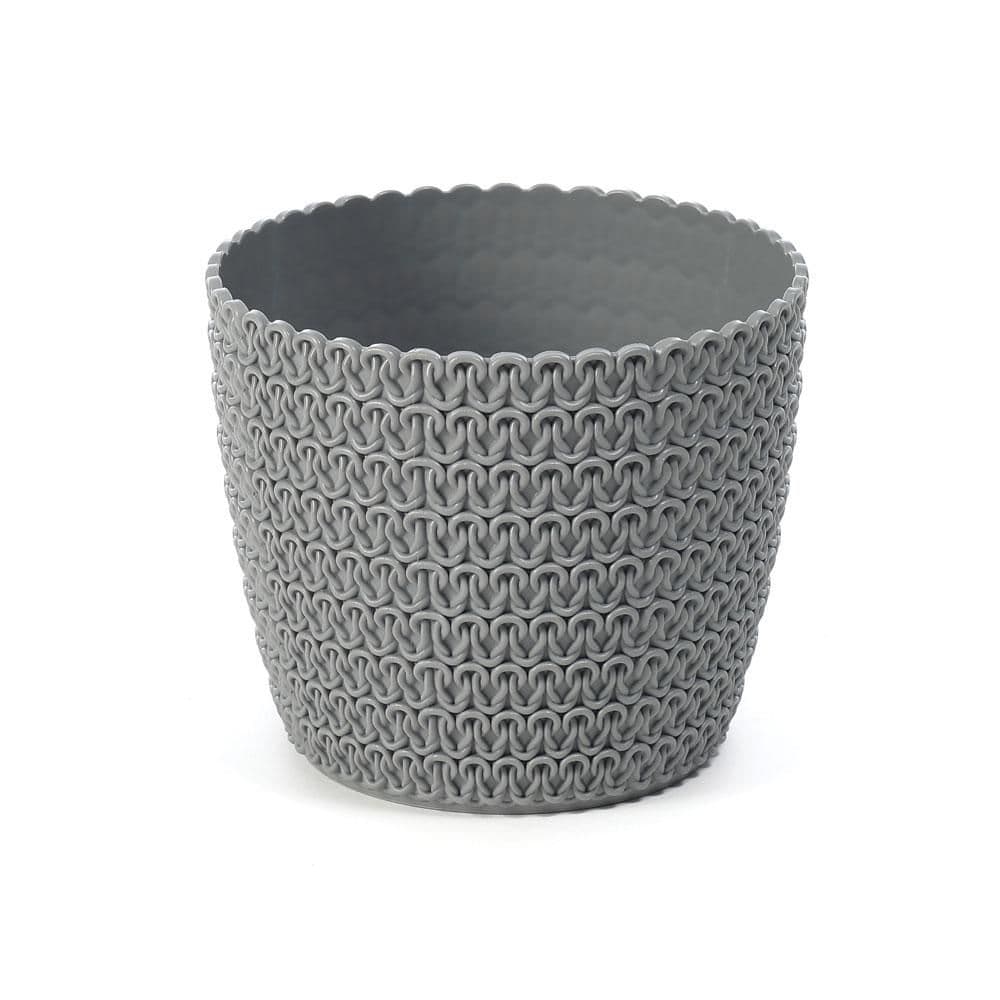 Obal na květník MAGNOLIA JERSEY plastový šedý d14x12cm