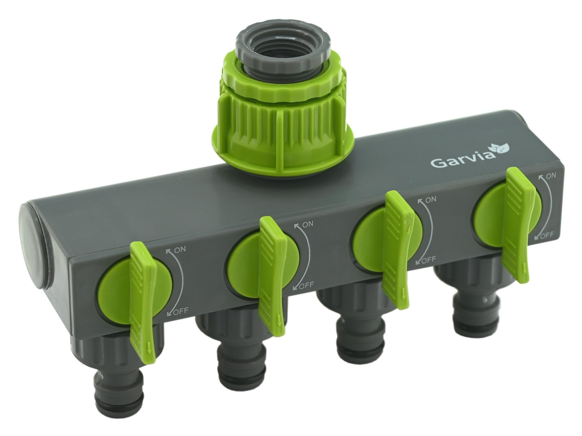 Rozdělovač hadicový pro 4 rychlospojky s uzávěrem Garvia