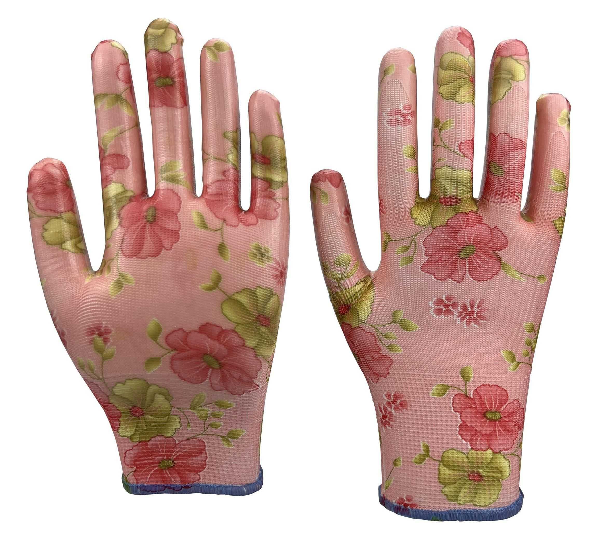 Rukavice zahradní vel. 8 NITRILE flowers pink