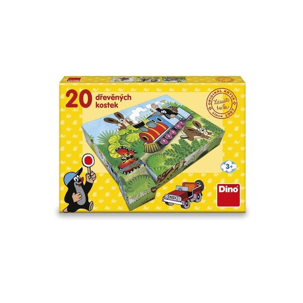 Dino Krteček dřevěné kostky 20 ks