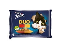 Felix Fantastic DUO kapsičky pro kočky kuře a ledvinky, hovězí a drůbeží, krůta a játra, jehněčí a telecí 4 x 85 g