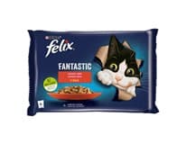 Felix Fantastic kapsičky pro kočky hovězí, kuře v želé 4 x 85 g