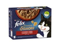 Felix Sensations Sauces kapsičky pro kočky hovězí, jehněčí, krůta, kachna v omáčce 12 x 85 g