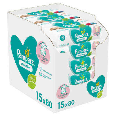 Pampers Sensitive Vlhčené ubrousky XXL 15x80ks