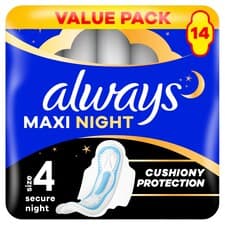 Always Maxi Secure Night Hygienické Vložky (Velikost 4) S Křidélky 14 Vložky