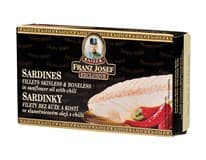 FRANZ JOSEF KAISER Sardinky filety v rostliném oleji + Chilli 90 g