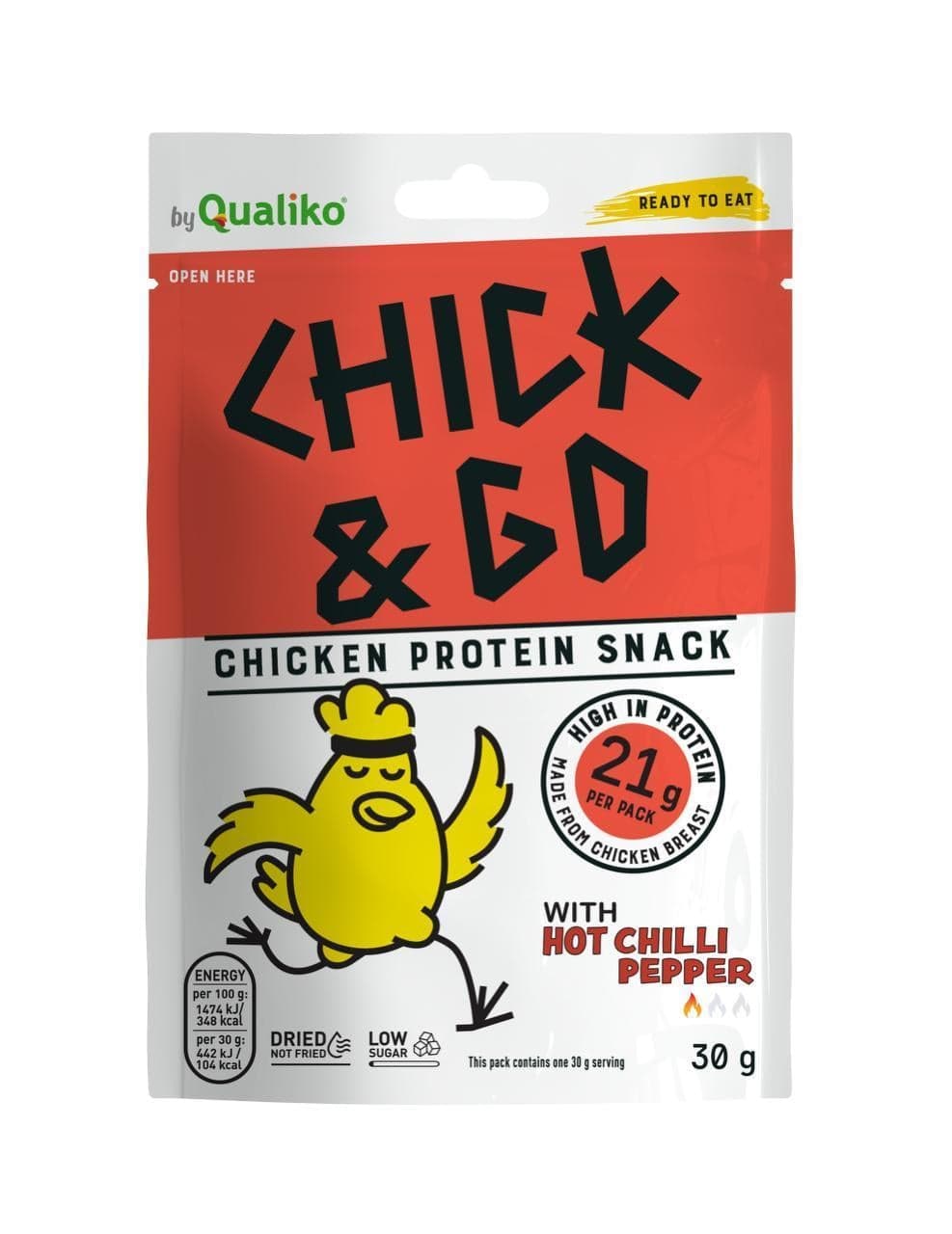 Chick&Go Sušené plátky z kuřecího masa s chilli