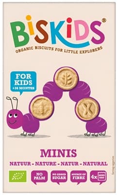 Belkorn BISkids BIO dětské celozrnné mini sušenky Natural bez přidaného cukru
