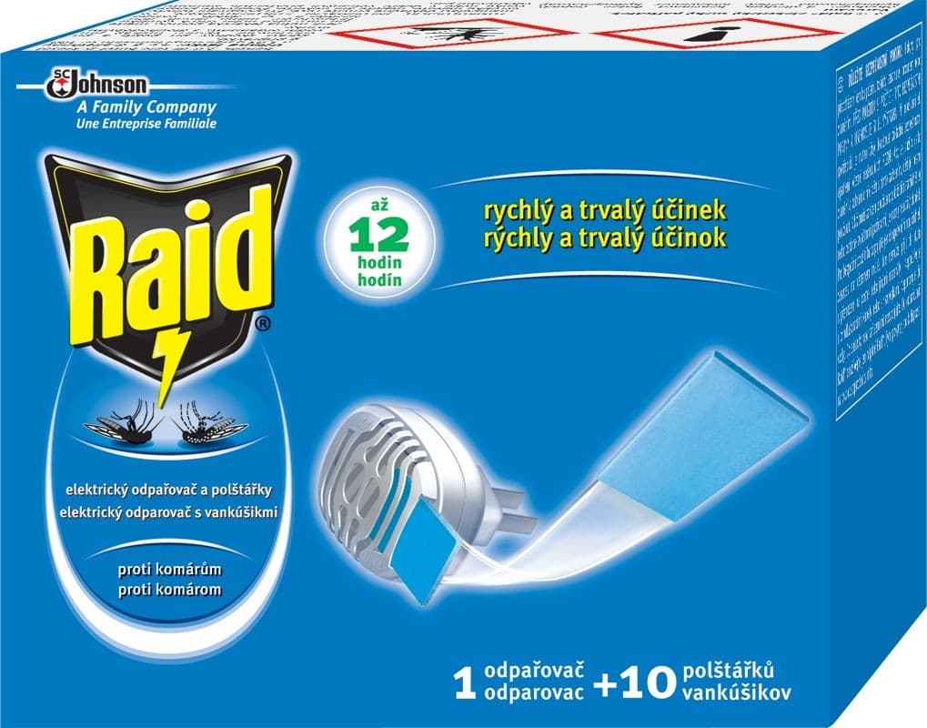 Raid Elektrický odpařovač a polštářky proti komárům 10 ks