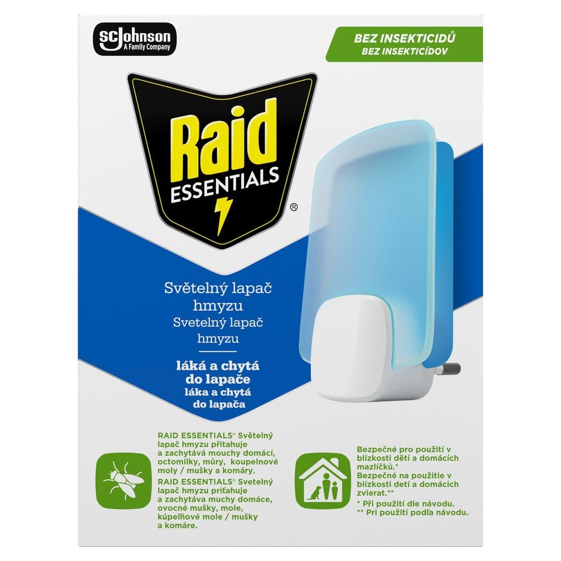 RAID ESSENTIALS Světelný lapač hmyzu + 2x náplň 1 balení