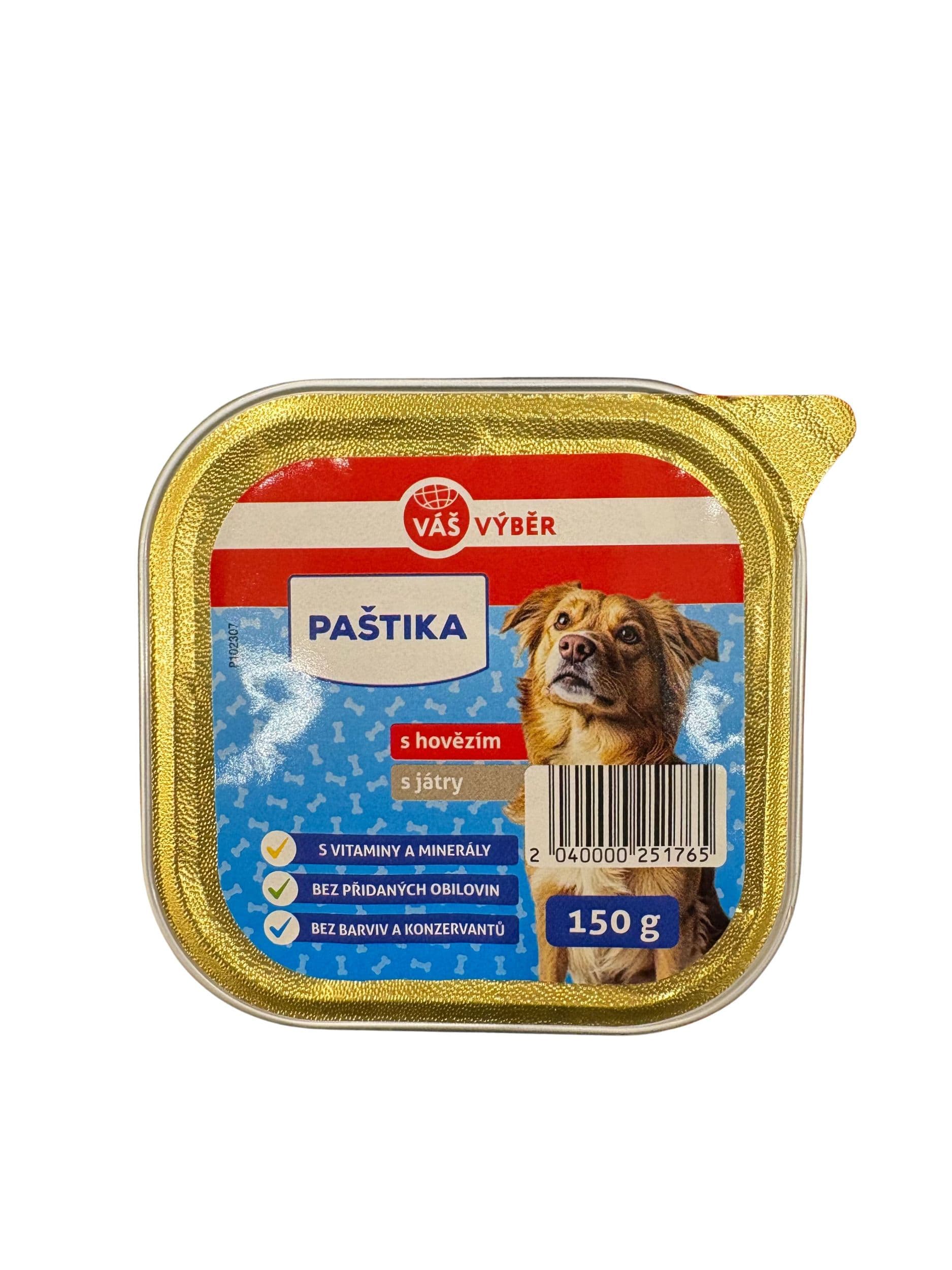 Váš Výběr Paštika s hovězím & játry pamlsek pro psy 150 g