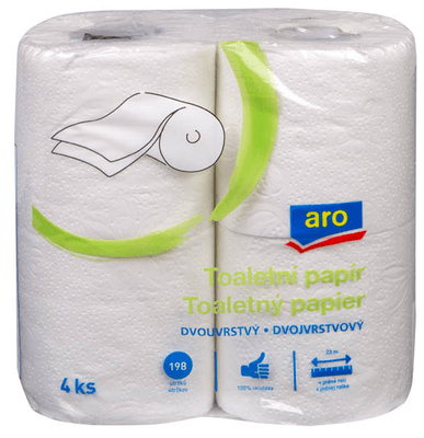 ARO Toaletní papír bílý 2vrstvý, 4 role