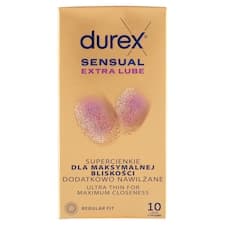 Durex Sensual Extra Lube Regular Fit kondomy 10 ks