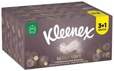 Kleenex Ultra Box kapesníky 3vrstvé, balení 3+1