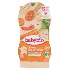 Babybio Bio menu zelenina s kuřetem a quinoou 2 x 200g