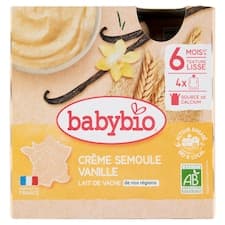Babybio Bio mléčná svačinka krupice vanilka 4 x 85g (340g)