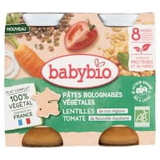 Babybio Bio zeleninové boloňské těstoviny s čočkou a rajčetem 2 x 200g