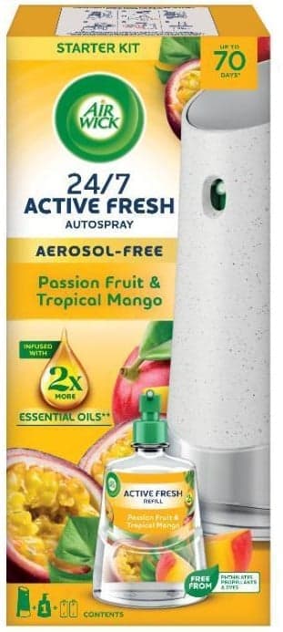 Air Wick Active Fresh automatický difuzér a náplň maracuja a tropické mango