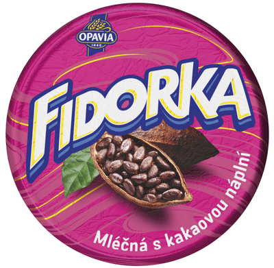 Opavia Fidorka Mléčná s kakaovou náplní růžová