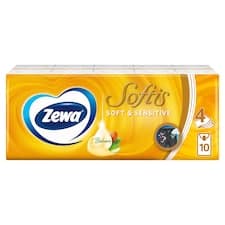 Zewa Softis Soft & Sensitive papírové kapesníčky 4 vrstvé 10 x 9 ks