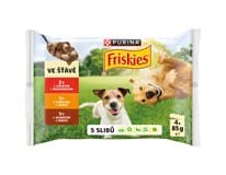 Friskies Adult kapsičky pro psy hovězí, kuře, jehněčí ve šťávě 4 x 85 g