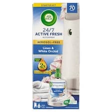 Air Wick Active Fresh Automatický difuzér a náplň na vodní bázi prádlo a bílá orchidej 228ml