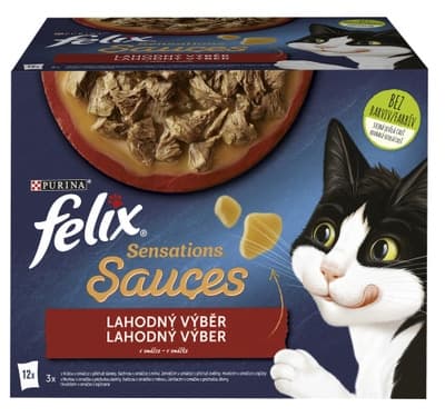 Felix Sensations Sauces kapsičky pro kočky hovězí, jehněčí, krůta, kachna v omáčce 12x85g