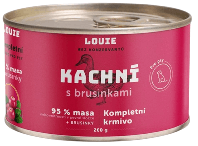 Louie Kachní konzerva s brusinkami, vitamíny a minerály pro psy