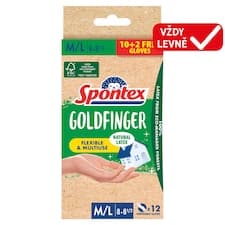 Spontex Goldfinger jednorázové rukavice z přírodního latexu M/L 8-8 1/2 12 ks